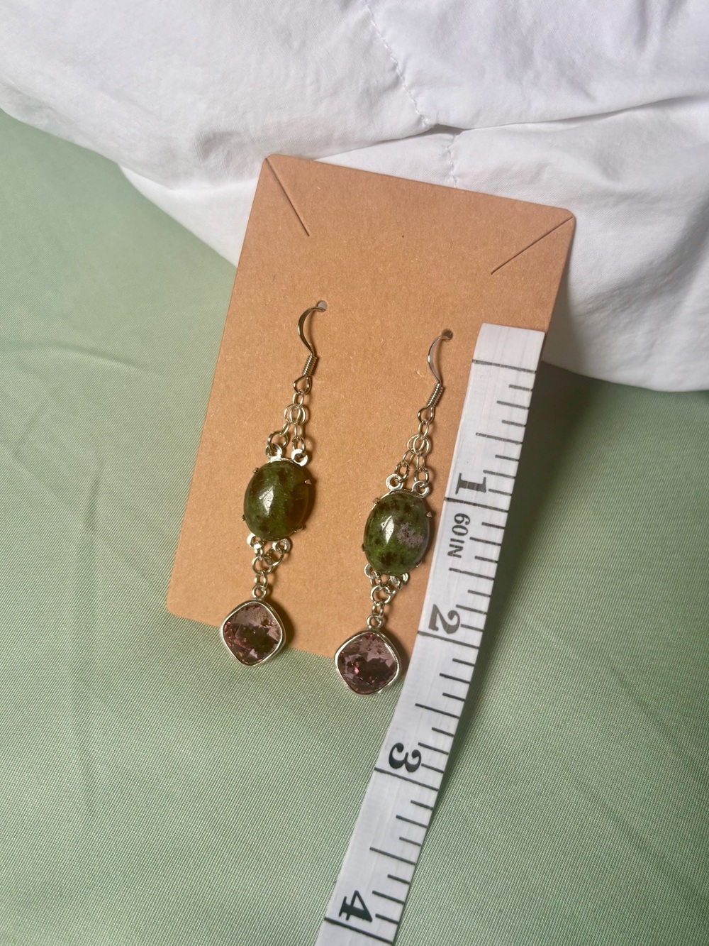 Ruby zoisite earrings. - Picture 13 of 13